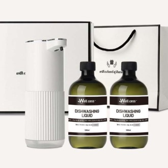 웰세스 WG-102G 젤 주방세제 자동 디스펜서 1개 + 리필 500ml 2개 세트